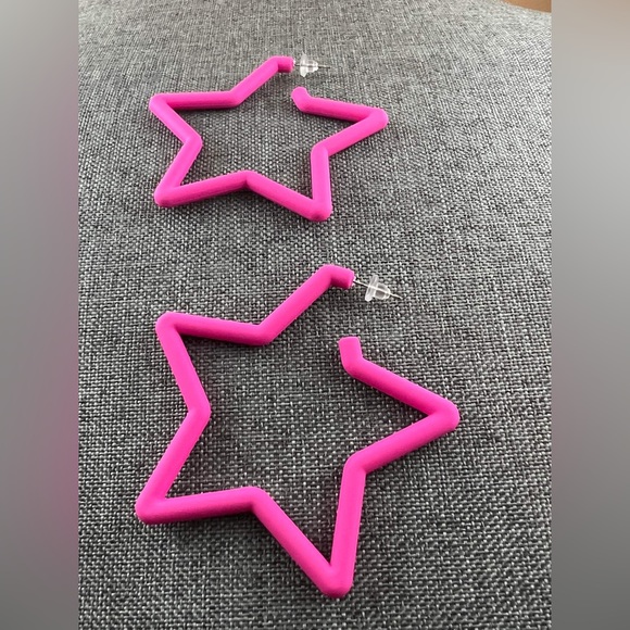 80 90s colorful star hoop earrings Colorful Big Hoop Earrings Retro Neon Earring - Picture 1 of 3